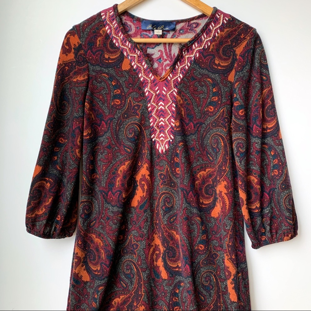 Francesca’s Blue Rain Paisley Tunic Dress Size L
